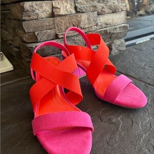 Anne Klein Women’s Pink and Red Strappy Sandals